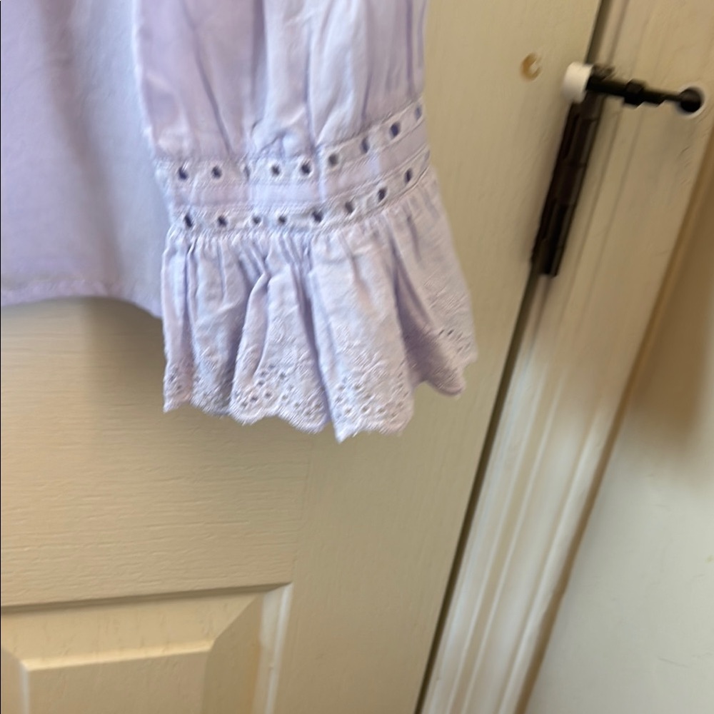 J. Crew Purple Long Sleeve Ruffled Bib Collar Blouse - Picture 3 of 5